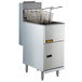 An Anets silver liquid propane tube fired gas fryer with two baskets on top.