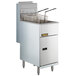 An Anets silver natural gas tube fired fryer with two baskets on top.