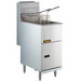 An Anets stainless steel natural gas tube fired fryer with two baskets on a counter.