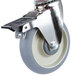 A MetroMax iQ swivel stem caster with a metal wheel and a grey resilient donut.