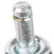 A close-up of a MetroMax iQ swivel stem caster with a metal nut and cap.