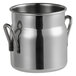 A stainless steel Vollrath mini milk can creamer with a handle.