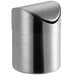 A Vollrath stainless steel round mini waste can with a curved top lid.