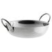 A stainless steel Vollrath balti dish with handles.
