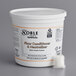 A white bucket with a white tub of "Noble Chemical QuikPacks Concentrated Floor Conditioner and Neutralizer" on it.