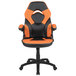 A Flash Furniture high-back orange leather office chair with black accents.