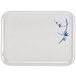A white rectangular melamine tray with blue bamboo design.