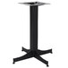 A BFM Seating black stamped steel table base with a square base and rectangular column.