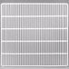 A white metal shelf grid with white lines forming squares.