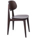 A BFM Seating Emma dark walnut side chair with a brown seat and backrest.