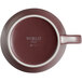 A brown Libbey Matte Mulberry soup mug with a white rim and the word "world" in white.
