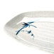 A white melamine tray with a blue bamboo design.