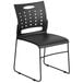 A Flash Furniture black plastic stack chair with metal legs and an air-vent back.