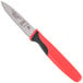 A Mercer Culinary Millennia Colors paring knife with a red handle.
