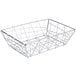 An American Metalcraft chrome rectangular wire basket with a metal handle on a white background.