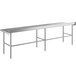 A Regency stainless steel work table with open metal legs.