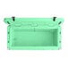 A CaterGator seafoam green outdoor cooler with the lid open.