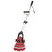 A MotorScrubber M3M red and black circular floor scrubber brush with a handle.