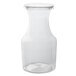A clear glass carafe with a white lid.
