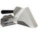 A Prince Castle aluminum French fry bagging scoop with a black handle.
