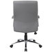 A gray Boss LeatherPlus executive office chair with wheels and a black base with chrome legs.