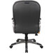 A Boss black leather mid back office chair with silver accents and wheels.
