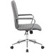 A Boss gray vinyl office chair with chrome wheels and arms.