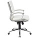 A Boss white CaressoftPlus executive mid-back office chair with chrome arms and base.