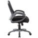 A Boss black mesh high back office chair with a black seat and chrome base.