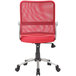 A Boss red mesh office chair with pewter finish and casters.