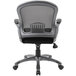 A Boss black mesh office chair with arms and a mesh back.