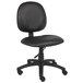 A Boss black leather office chair with wheels.