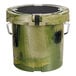 A green and black CaterGator round outdoor cooler with a lid.