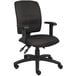 A Boss black fabric office chair with wheels and arms.