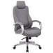 A Boss gray office chair with arms and silver metal legs.