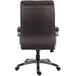A back view of a Boss brown leather high back office chair with a black base.