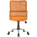 An orange Boss office chair with a pewter base and chrome casters.