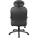 The back of a black Boss Pillow Top Executive Chair with armrests and a headrest.