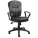 A Boss black leather office chair with loop arms.