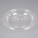 A clear Fineline PET plastic dome lid on a clear plastic bowl.