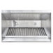 A stainless steel Halifax commercial kitchen hood over a grill.