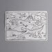 A white Choice Kids double sided placemat with a drawing of dinosaurs on a beach.