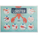 A white paper placemat with text and illustrations showing how to eat a lobster.