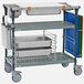 A Metro PrepMate MultiStation cart with trays and wheels.