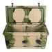 A large camouflage CaterGator cooler with a lid.