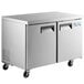 An Avantco stainless steel undercounter freezer with two doors.