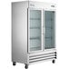 An Avantco reach-in refrigerator with glass doors.