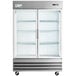 An Avantco reach-in refrigerator with glass doors.
