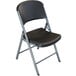 A black Lifetime Classic folding chair with a metal frame and black seat.