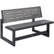 A Lifetime convertible bench with a gray metal frame and wooden backrest.